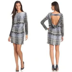 CHARLIE JADE 100% Silk Dress Cutout back Snake print draped Ombre party animal